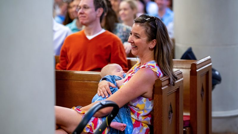 mom and baby in worship